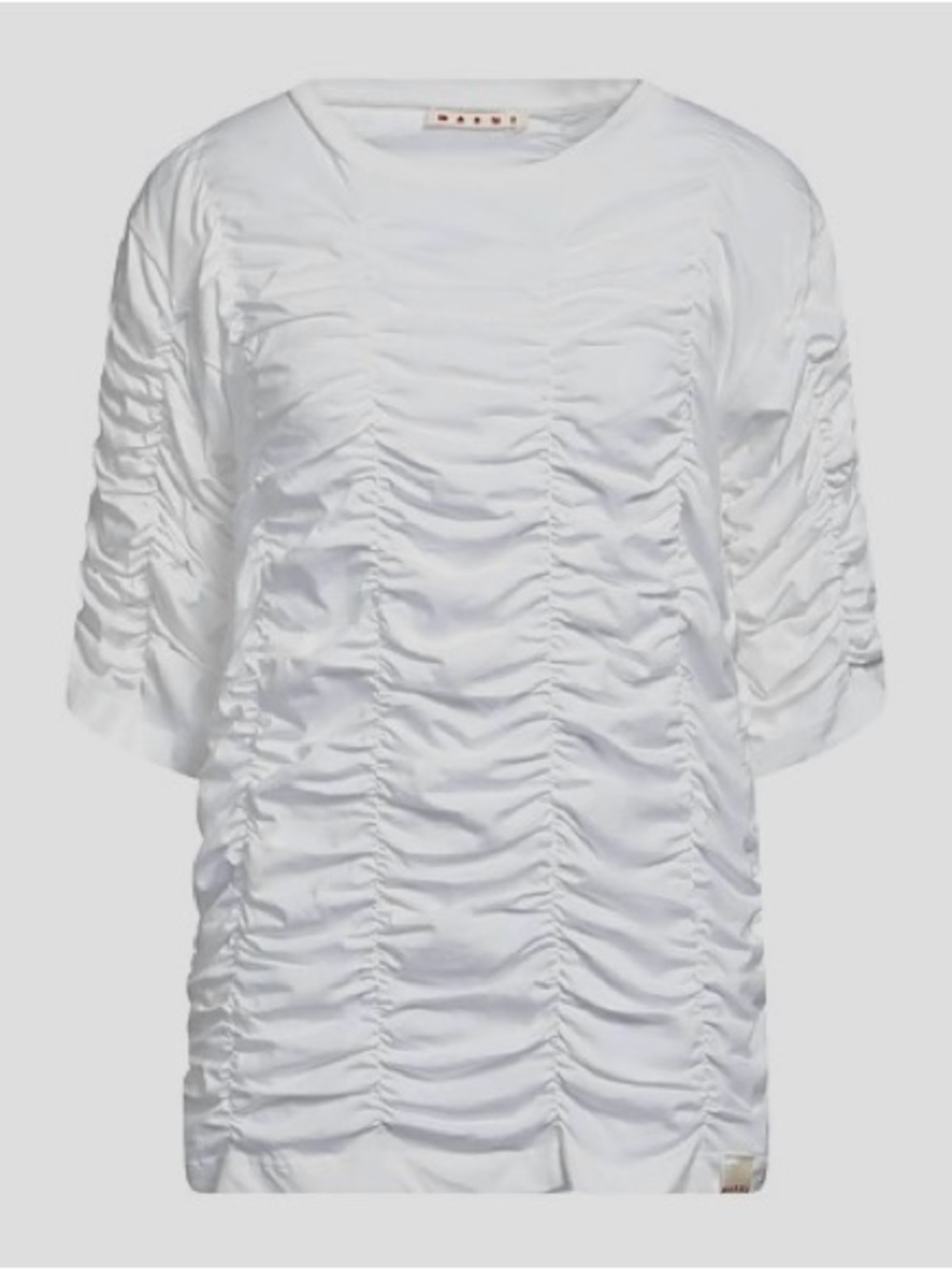 Marni Ruched Elastic White Tee 3/4 Sleeve US 4/ Small / IT 40